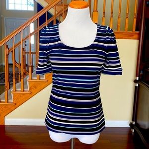 WHBM SHORT SLEEVE STRIPED TOP NWOT